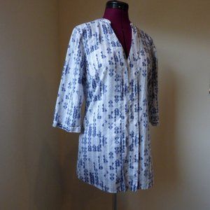 Patagonia Tunic Top Organic Cotton Blue White